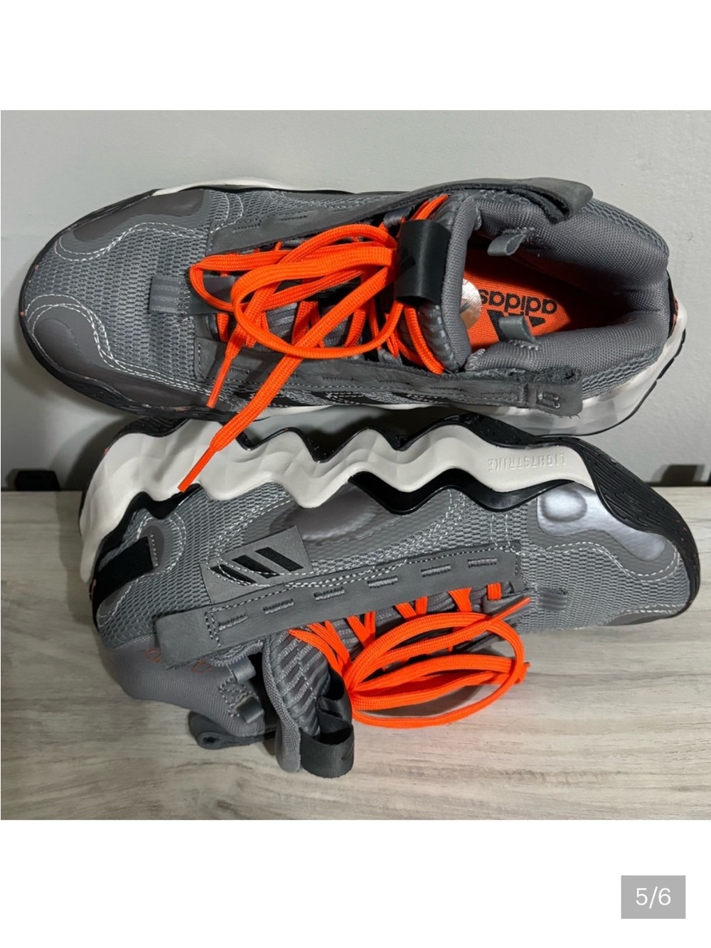 adidas women Gray Sneakers with Bright Orange Laces